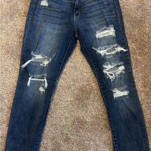 Judy Blue Distressed Dark Blue Jeans